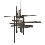 Tura Seeded Glass Low Voltage Mini Pendant in Oil Rubbed Bronze - 161184-SKT-STND-14-II0728 by Hubbardton Forge