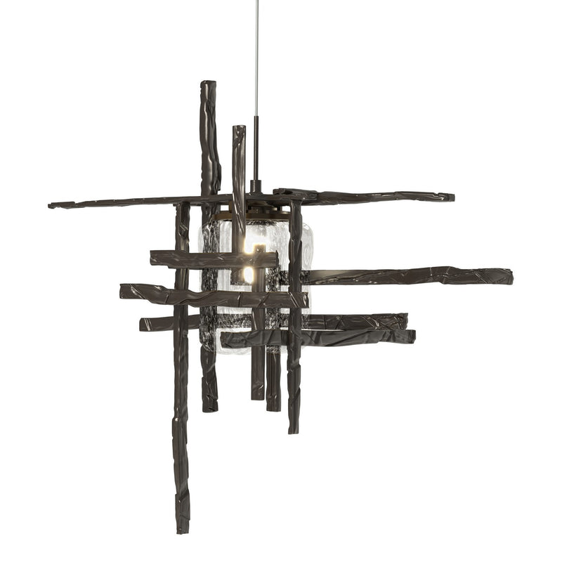 Tura Seeded Glass Low Voltage Mini Pendant in Oil Rubbed Bronze - 161184-SKT-STND-14-II0728 by Hubbardton Forge