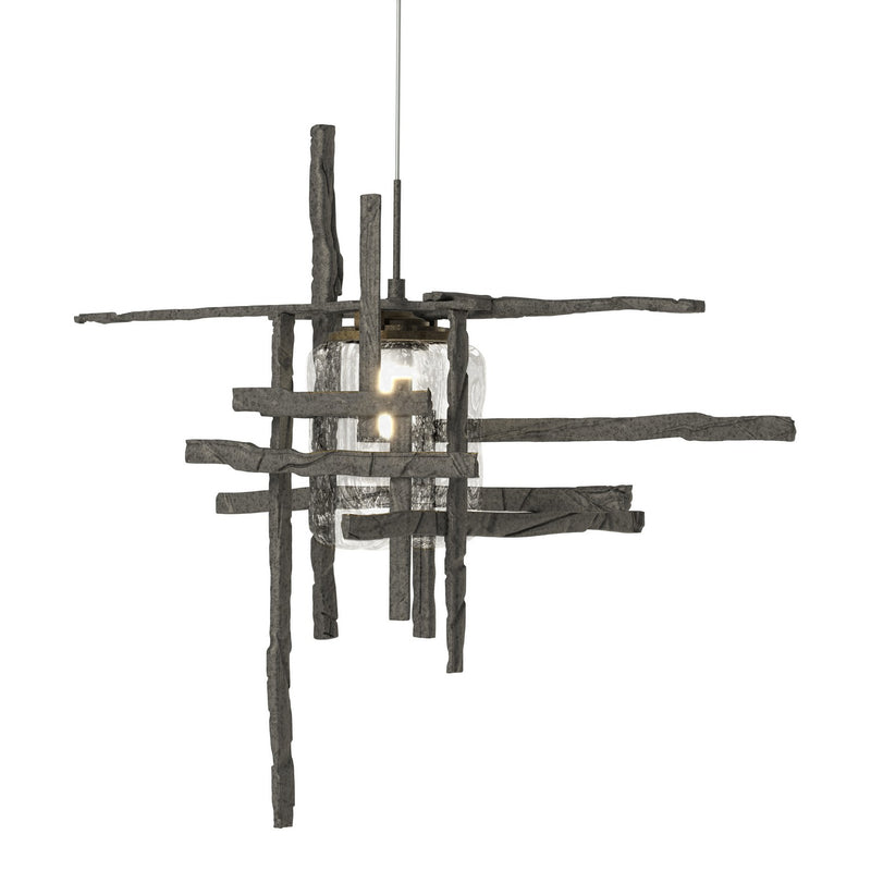 Tura Seeded Glass Low Voltage Mini Pendant in Natural Iron - 161184-SKT-STND-20-II0728 by Hubbardton Forge