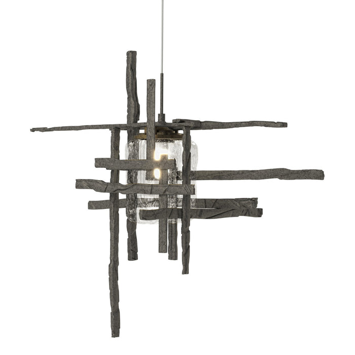 Tura Seeded Glass Low Voltage Mini Pendant in Natural Iron - 161184-SKT-STND-20-II0728 by Hubbardton Forge