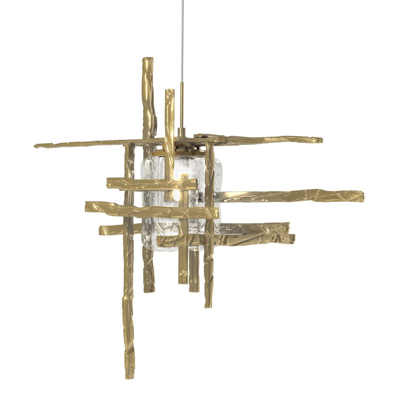 Tura Seeded Glass Low Voltage Mini Pendant in Modern Brass - 161184-SKT-STND-86-II0728 by Hubbardton Forge