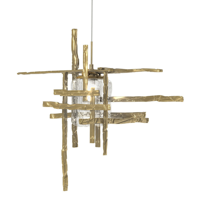 Tura Seeded Glass Low Voltage Mini Pendant in Modern Brass - 161184-SKT-STND-86-II0728 by Hubbardton Forge