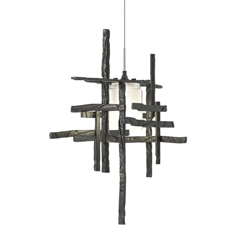 Tura Frosted Glass Low Voltage Mini Pendant in Black - 161185-SKT-STND-10-YC0305 by Hubbardton Forge