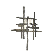 Tura Frosted Glass Low Voltage Mini Pendant in Natural Iron - 161185-SKT-STND-20-YC0305 by Hubbardton Forge