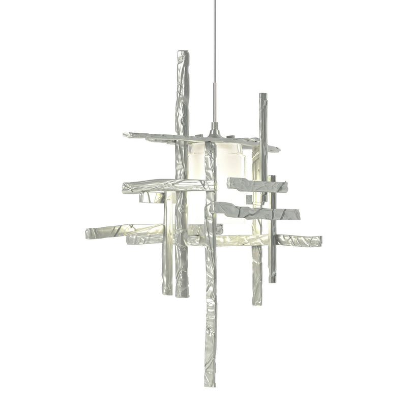 Tura Frosted Glass Low Voltage Mini Pendant in Vintage Platinum - 161185-SKT-STND-82-YC0305 by Hubbardton Forge