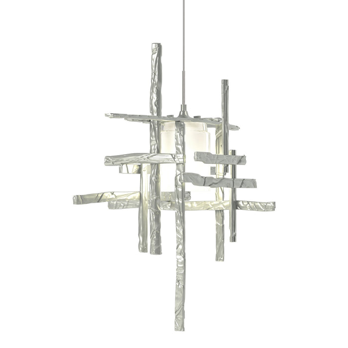 Tura Frosted Glass Low Voltage Mini Pendant in Vintage Platinum - 161185-SKT-STND-82-YC0305 by Hubbardton Forge