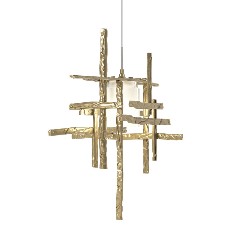 Tura Frosted Glass Low Voltage Mini Pendant in Soft Gold - 161185-SKT-STND-84-YC0305 by Hubbardton Forge