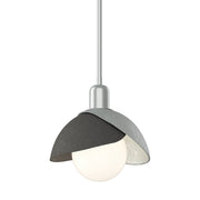 Brooklyn Double Shade Mini Pendant in Vintage Platinum with Natural Iron Accent - 181183-SKT-MULT-82-20 by Hubbardton Forge