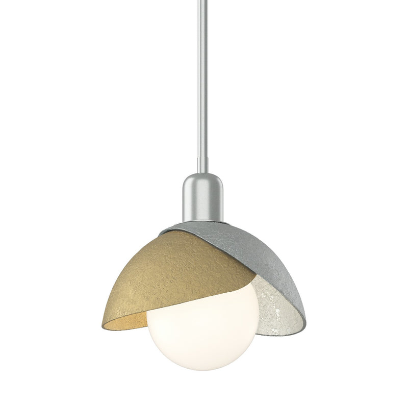 Brooklyn Double Shade Mini Pendant in Vintage Platinum with Modern Brass Accent - 181183-SKT-MULT-82-86 by Hubbardton Forge