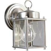 Flat Glass Outdoor Wall Lantern in Brushed Nickel
