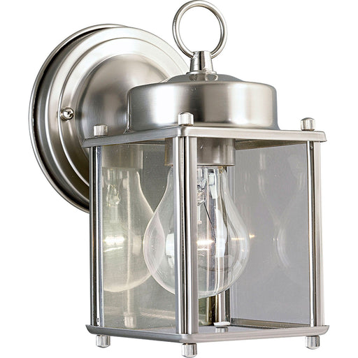 Flat Glass Outdoor Wall Lantern in Brushed Nickel
