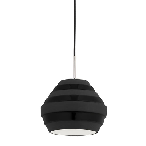 Calverton Pendant in Polished Nickel / Black