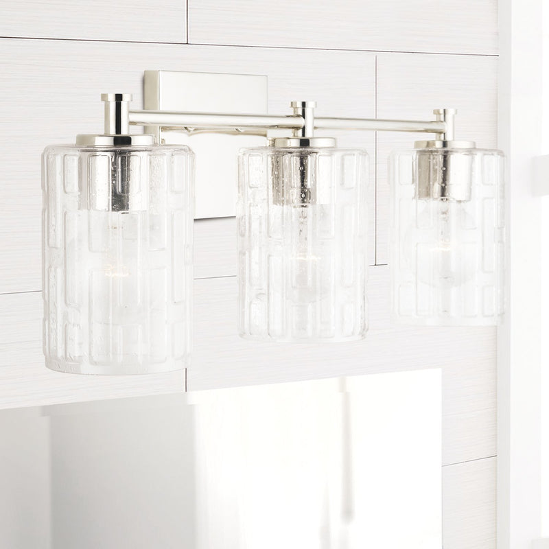 Emerson 3-Light Bath Vanity Light in Polished Nickel