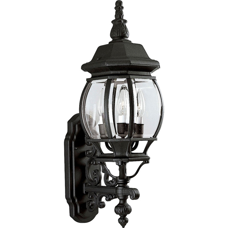 Onion Lantern 3-Light Outdoor Wall Lantern in Textured Black