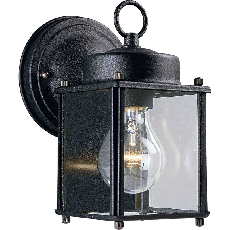 Flat Glass Outdoor Wall Lantern in Black