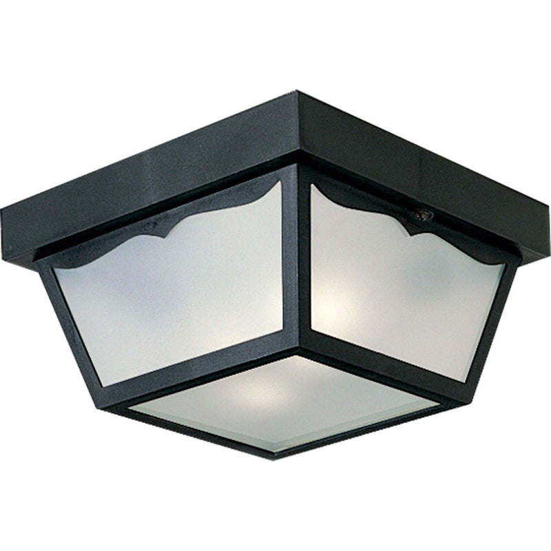 Ceiling Mount Polycarbonate 2-Light Outdoor Flush Mount in Black