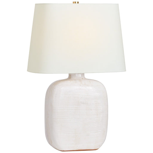 Pemba Medium Combed Table Lamp in Glossy White Crackle