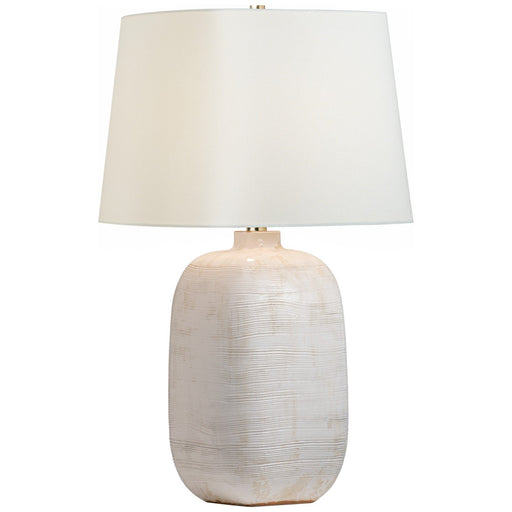 Pemba Large Combed Table Lamp in Glossy White Crackle
