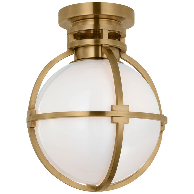 Gracie 10" Captured Globe Flush Mount in Antique-Burnished Brass
