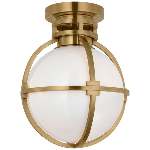 Gracie 10" Captured Globe Flush Mount in Antique-Burnished Brass