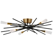 Stellar 28" Semi-Flush Mount in Matte Black and Antique Brass