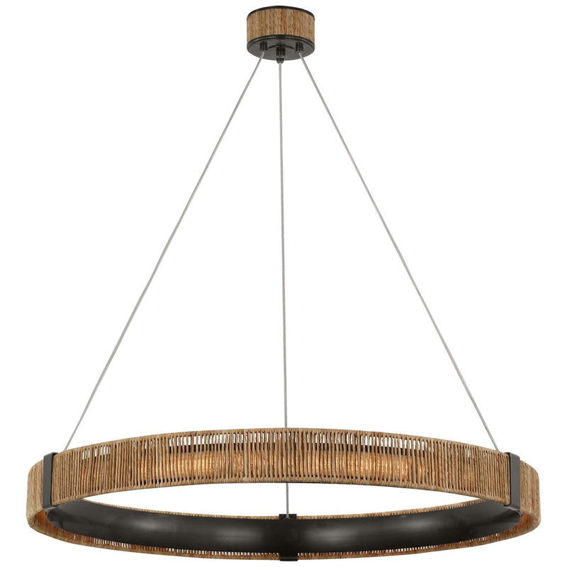 Kayden 40" Ring Pendant in Bronze and Natural Abaca