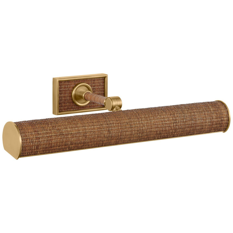 Halwell 18" 2-Light Picture Light in Antique-Burnished Brass and Natural Woven Rattan