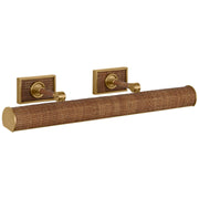 Halwell 24" 2-Light Picture Light in Antique-Burnished Brass and Natural Woven Rattan