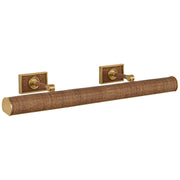 Halwell 30" 2-Light Picture Light in Antique-Burnished Brass and Natural Woven Rattan