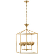 Alberto Medium Open Cage 4-Light Lantern Pendant in Antique-Burnished Brass