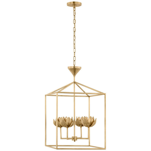Alberto Medium Open Cage 4-Light Lantern Pendant in Antique-Burnished Brass