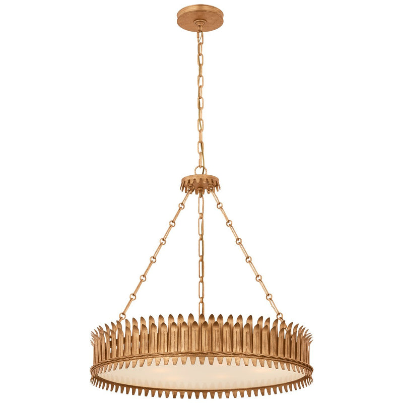 Leslie 27" 6-Light Frosted Acrylic Pendant in Gilded Iron