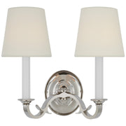 Channing Double 2-Light Wall Sconce in Polished Nickel