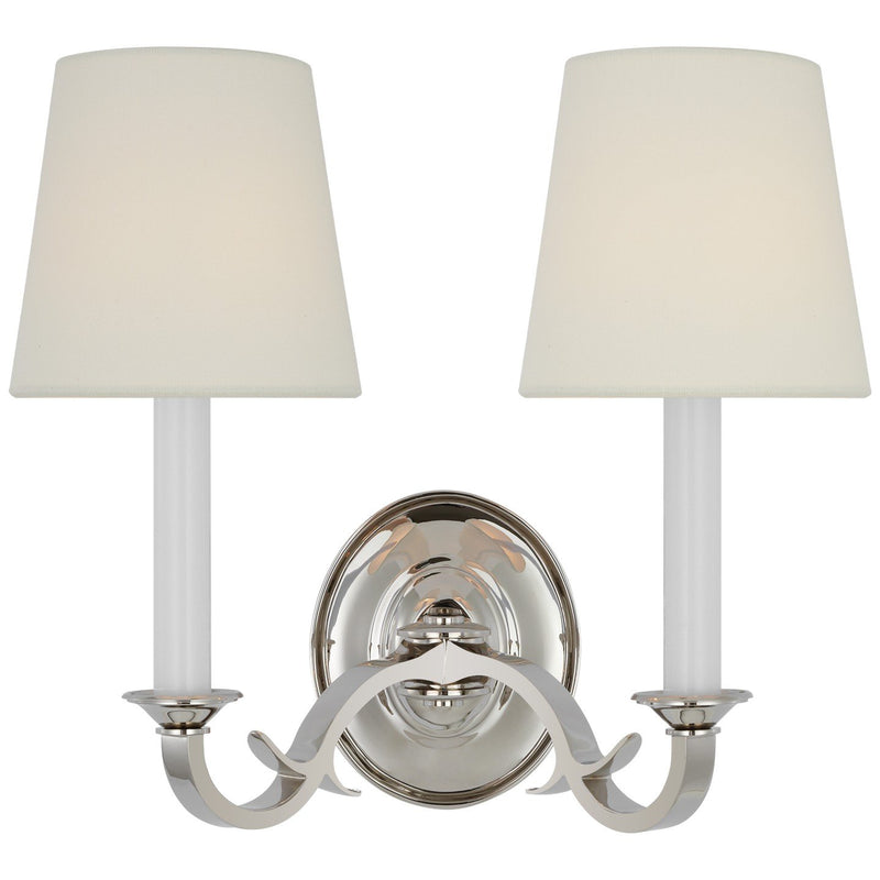Channing Double 2-Light Wall Sconce in Polished Nickel