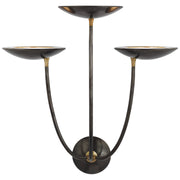 Keira Large Triple Wall Sconce in Bronze and Hand-Rubbed Antique Brass