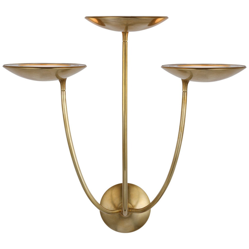 Keira Large Triple Wall Sconce in Hand-Rubbed Antique Brass
