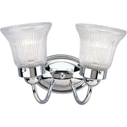 Fluted Glass 2-Light Bath Vanity Light in Polished Chrome