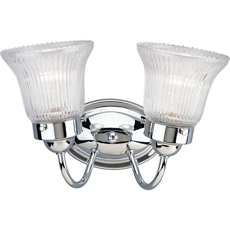 Fluted Glass 2-Light Bath Vanity Light in Polished Chrome
