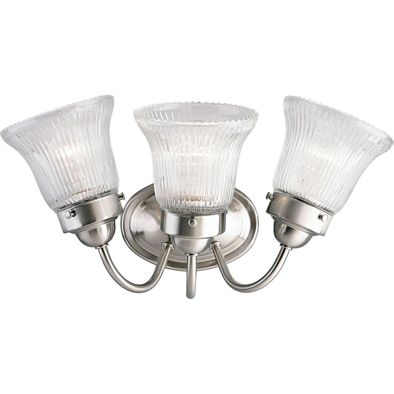 Fluted Glass 3-Light Bath Vanity Light in Brushed Nickel