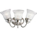 Fluted Glass-Clear Three Light Bath Bracket in Brushed Nickel