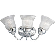 Fluted Glass 3-Light Bath Vanity Light in Polished Chrome