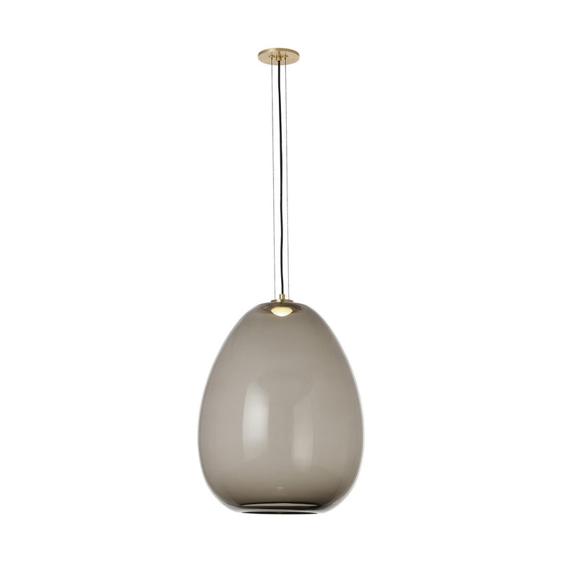 Kapoor Large Pendant in Transparent Smoke and Natural Brass