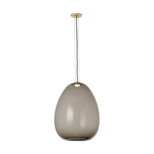 Kapoor Large Pendant in Transparent Smoke and Natural Brass