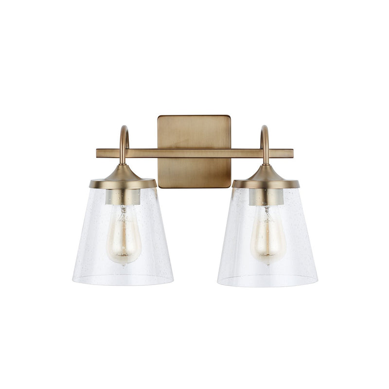 Jayne 2-Light Bath Vanity Light in Aged Brass