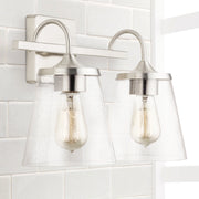 Jayne 2-Light Bath Vanity Light in Brushed Nickel