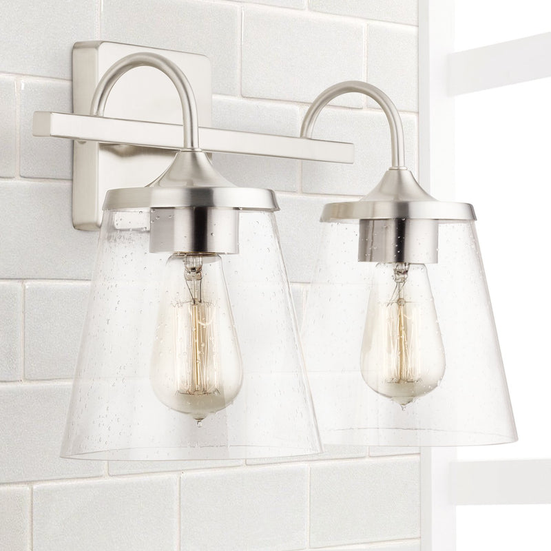Jayne 2-Light Bath Vanity Light in Brushed Nickel