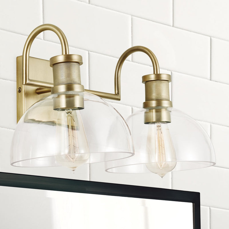 Cassidy 2-Light Bath Vanity Light in Aged Brass