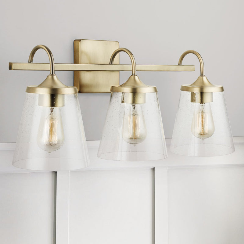 Jayne 3-Light Bath Vanity Light in Aged Brass