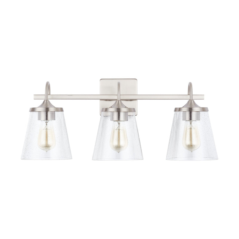Jayne 3-Light Bath Vanity Light in Brushed Nickel