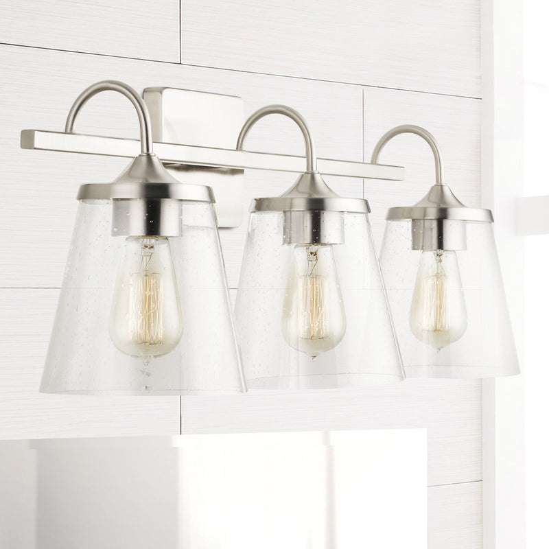 Jayne 3-Light Bath Vanity Light in Brushed Nickel